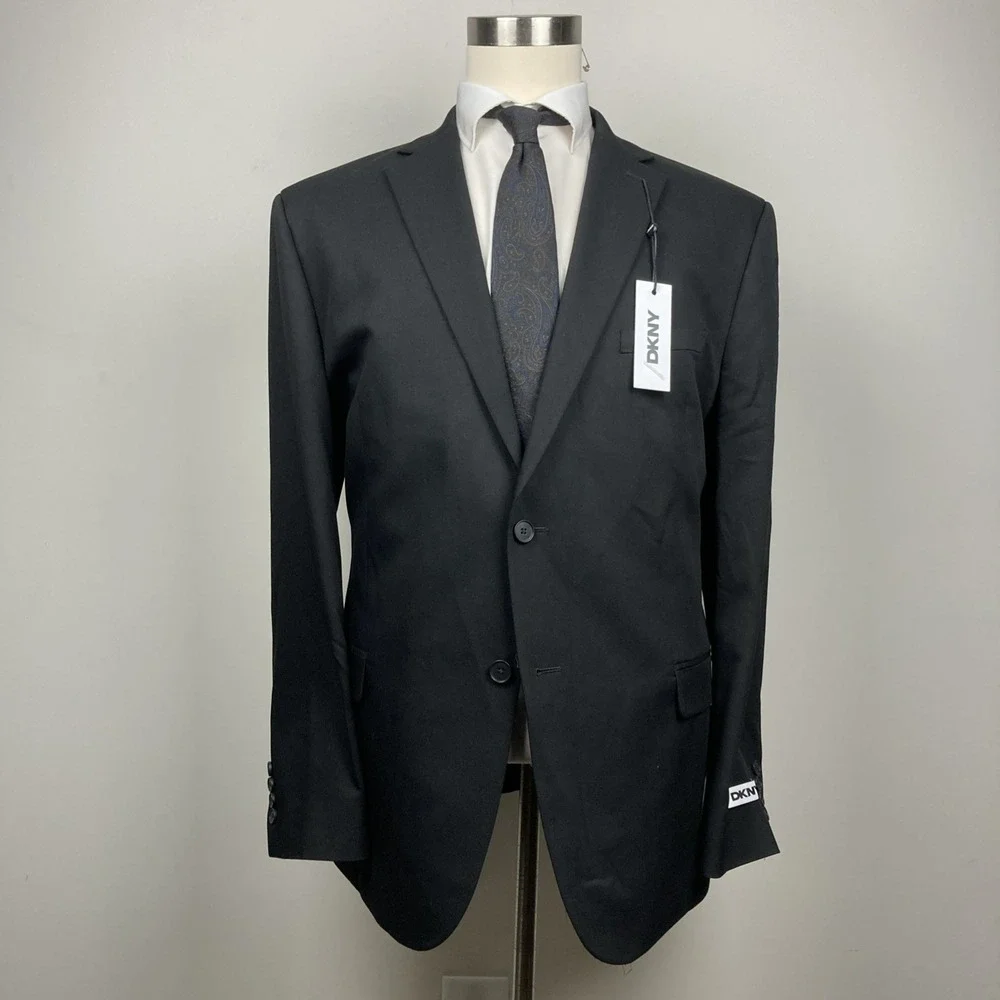 DKNY‎ Mens Modern fit Suit Jacket Blazer 46R Black